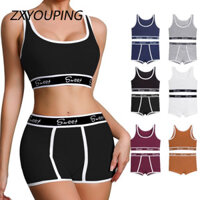 Phụ Nữ Liền Mạch Bộ Đồ Lót Cotton Nguyên Chất Viền Rộng Chữ Thể Thao Áo Ngực Bộ Đồ Thể Thao Thoáng Khí Áo Ngực Không Dây Và Bộ Quần Liền Mạch
