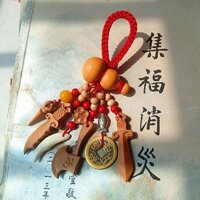 Phụ Nữ Mang Thai Đào Gỗ Thanh Kiếm Chó Đen Răng Mặt Dây Chuyền Đêm Khóc Trẻ Em Bé Bầu Giữ Hòa Bình Di Động Nam Nữ Bùa 3.15.06