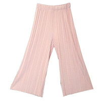 Phụ Nữ Màu Trơn Xếp Ly Quần Ống Rộng Co Giãn Eo Crop Quần Culottes