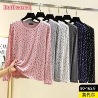 Phụ Nữ Modal Hoa Nhỏ Áo Thun Thủy Thủ Đoàn Cổ Dài Tay Áo Thun 2025 Xuân Hè size Lớn Rời Mỏng Áo Sơ Mi Thường Ngày Áo top