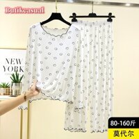 Phụ Nữ Modal In Hình loungewear Phù Hợp Với Mùa Xuân 2025 Mỏng Dài Tay Quần size Lớn Đồ Ngủ Thường Ngày