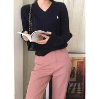 Phụ Nữ Mới Cổ Chữ V Polo Ralph Áo Len Cao Cấp Jersey Thời Trang Lauren Dài Tay Cotton Áo Chui Đầu Cardigan