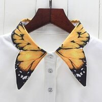 Phụ Nữ Nguyên Chất Màu Bướm In Ve Áo Vòng Cổ Choker Áo Sơ Mi Giả Giả Cổ W715