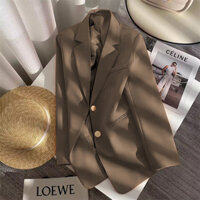 Phụ Nữ Phù Hợp Với Áo Khoác Phong Cách Mới Xuân Thu Ngắn Phù Hợp Với Áo Khoác Nữ Phiên Bản Hàn Quốc Nhỏ Kaki Nút Kim Loại Phù Hợp Với Nữ