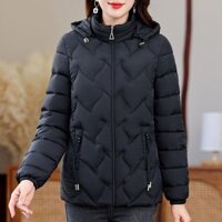 Phụ Nữ Trung Niên Phong Cách Mới Mẹ Mùa Đông Quần Áo Cotton Kích Thước Lớn Thời Trang Màu Trơn Sang Trọng Nữ Áo Khoác Cotton