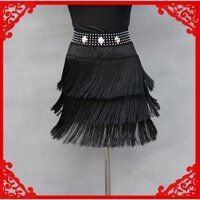 Phụ Nữ Váy Khiêu Vũ Latin Váy Bé Gái Gợi Cảm Nữ Ba Lớp Viền Tua Rua Đỏ Samba Tango Người Lớn Đen Với Quần An Toàn Quần Áo