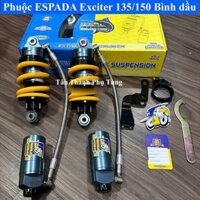 Phuộc ESPADA lò xo vàng có bình: Exciter 135 (200mm) , Exciter 150 (205mm), ( BH 6 tháng) phụtùngxe