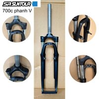 Phuộc/ Thụt xe đạp bánh 700c phanh V, Phuộc nhún xe đạp 700c dùng phanh V cao cấp, Phuộc nhôm Srsuntour 700c chính hãng
