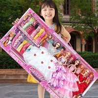 Phương Tây Dress Up Bộ Búp Bê Barbie Hộp Quà Lớn Cô Gái Công Chúa Váy Cưới Nhà Chơi Đồ Chơi Trẻ Em Cửa Hàng Quà Tặng 7.14