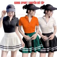 [PICKLEBALL] Bộ tập thể thao nữ, bộ tập mix áo croptop và chân váy xoè quảng châu chuyên tập pickleball, tenis, cầu lông