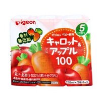 PIGEON- Nước ép vị cà rốt và táo lốc 3 hộp x 125ml