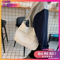 pii Túi vải đeo chéo nhiều ngăn, túi tote vải canvas giá rẻ đi học đi chơi