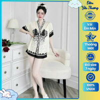 [PIJAMA] Bộ Đồ Ngủ Lụa Nữ Marisa Xanh Ngọc Họa Tiết Trang Nhã Form Rộng Mặc Siêu Thoải Mái