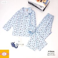 Pijama đồ ngủ dài tay pyjama bé trai màu xanh Noel B2kid size đại 2 3 4 5 6 7 8 12 tuổi 11kg 45kg quận 3