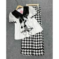 Pijama Đồ ngủ tiểu thư tay ngắn, đồ bộ doremon,gấu dâu