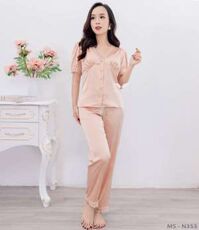 Pijama lụa đồ bộ mặc nhà cao cấp tay cộc quần dài N353