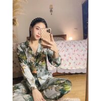 PIJAMA LỤA HOẠ TIẾT RỪNG CÂY - MAY MUA STORE