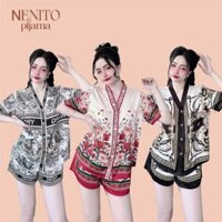 Pijama nữ lụa tay ngắn, bộ đồ ngủ nữ mặc nhà xinh tươi dạo phố hotrend 2025