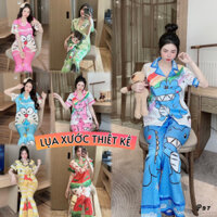 pijama tay ngắn lụa xước thiết kế mới nhất hiện nay, đồ bộ hot trend chuẩn hot gril, pizama nữ giá rẻ tận xưởng freeship