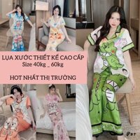 pijama tay ngắn lụa xước thiết kế hot nhất hiện nay, đồ bộ pijama hot trend , pijama nữ giá rẻ free ship, đồ bộ pijama