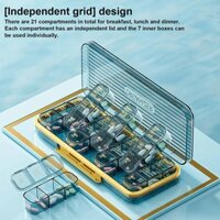 Pill Organizer 3 Times A Day 7 Day Pill Box Weekly Vitamin Box Organizer with 7 Separate Containers Portable Daily Medicine Planner Case for Vitamin Fish Oil Supplement