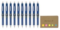 Pilot Dr.Grip Shaker Mechanical Pencil Rubber Grip G Spec, 0.9 mm, Blue Body, 10-Pack, Sticky Notes Value Set