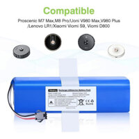 Pin 14.4V 6800mAh cho máy hút bụi robot XiaoMi Lydsto R1 Viomi S9 Roidmi Eve Plus, pin lithium-ion có thể sạc lại