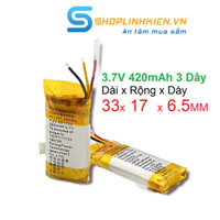 Pin 3.7V 350mah 651733 xuất hàn kích 3 dây kích thước 33x17x6.5MM cho camera máy ghi âm tai nghe PinChinhHang