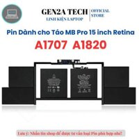 Pin A1820 Thay Thế Cho MB Pro Retina 15″ A1707 A1820 (Late 2016 Mid 2017) MLH32LL/A – A1820 (ZIN) – 6 CELL| BH 6T