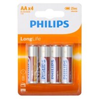 Pin AA 4 viên Zinc Carbon Philips R6L4B