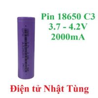 PIN CELL 18650 C3 3.7 – 4.2V 2000MAH, PIN SẠC LITHIUM – ION