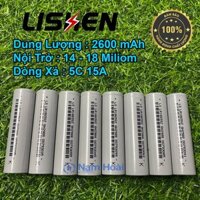 PIN CELL 18650 Lishen 2500mAh(Mẫu Mới 2024 Màu Xanh Lá) - mới 100% -Hàng Chính Hãng