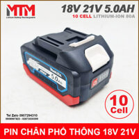 Pin chân phổ thông M21 Makita Hukan Dekton 18V 21 5.0Ah 10 cell mạch 80A vỏ chống sốc