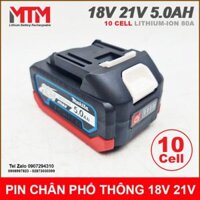 Pin chân phổ thông M21 Makita Hukan Dekton 18V 21 5.0Ah 10 cell mạch 80A vỏ chống sốc