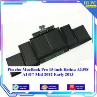 Pin cho MacBook Pro 15 inch Retina A1398 A1417 Mid 2012 Early 2013 - Hàng Nhập Khẩu
