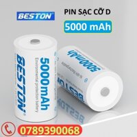 Pin D sạc BESTON 5000mAh vỉ 2 pin đại dùng cho bếp ga, đèn pin, thiết bị công nghiệp, thay thế pin Con Ó
