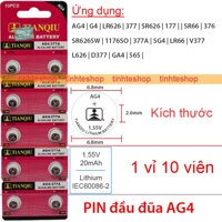 PIN đầu đũa AG4 SG4 G4 SR66 LR66 177 376 377 V377 L626 GA4 565 SR626SW LR626 SR626 1176SO Tianqiu (1 vỉ 10 viên) [bonus]