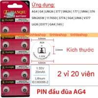 PIN đầu đũa AG4 SG4 G4 SR66 LR66 177 376 377 V377 L626 GA4 565 SR626SW LR626 SR626 1176SO Tianqiu (2 vỉ 20 viên) [bonus]