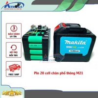 Pin đóng 20 cell Makita 21v, cell pin xanh Mạch 3 mosfet, chân pin phổ thông M21 4cm