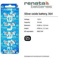 Pin đồng hồ Thụy Sỹ RENATA 364 SR621SW dành cho đồng hồ kim 3 kim Dạng vỉ 10 viên-Giá theo số viên - 1 Viên, 1 Viên