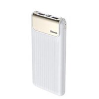 Pin dự phòng 02 cổng USB/ Đèn LED/10000 mAh/QC 3.0 - Baseus Thin Digital  - Hàng Chính Hãng - Trắng