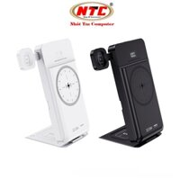 Pin dự phòng 5-in-1 Remax RPP-D3 10000mAh, Sạc không dây 15W, 2 cổng USB output 22.5W, kiêm giá đỡ - Hãng phân phối