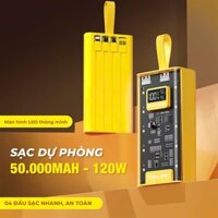 Pin dự phòng 50000MAH sạc nhanh 120W kèm đèn led ban đêm tích hợp 4 cổng sạc tiện lợi