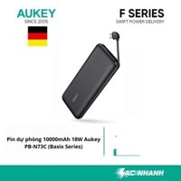 Pin dự phòng dung lượng 10000mAh hỗ trợ sạc nhanh 18W liền cáp sạc Type C Aukey PB-N73C/Aukey N73