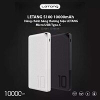 Pin dự phòng LETANG S100 - 10.000mAh siêu mỏng, siêu nhẹ, chống sốc tự ngắt khi sạc đầy cho iPhone, Samsung, OPPO,...