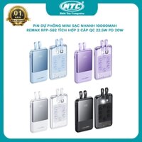 Pin dự phòng mini sạc nhanh Remax RPP-582 dung lượng 10000mAh tích hợp 2 cáp - hỗ trợ QC 22.5W PD 20W (4 màu)