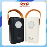 Pin dự phòng Phantom P39 60.000mAh sạc nhanh TypeC PD 20W và USB QC 3.0 22.5W, Đèn Led / Pin siêu sáng