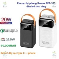 Pin Dự Phòng Sạc Nhanh 22.5W REMAX RPP-565 60.000mah. Bảo Hành 6 Tháng