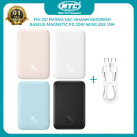 Pin dự phòng sạc nhanh Baseus Magnetic 6000mAh PPCXW06 sạc không dây wireless 15W - hỗ trợ PD 20W (nhiều màu)