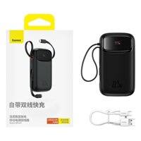 Pin Dự Phòng Sạc Nhanh Baseus Qpow2 Dual-Cable Digital Display Fast Charge Power Bank 22.5W (Kèm 2 cáp Type C và Lightning 30cm)